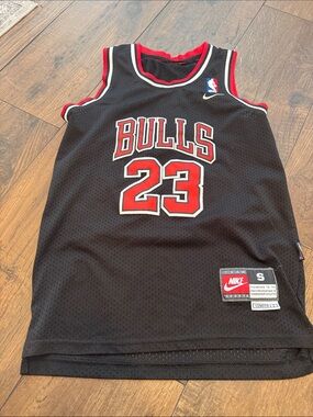 Nike Black & Red Bulls #23 Basketball Jersey Michael Jordan